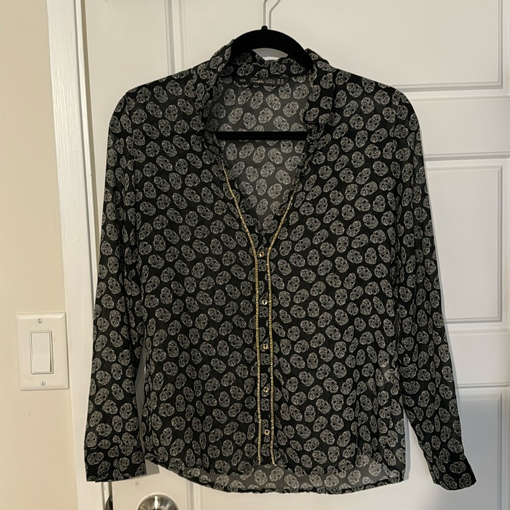 Zara skull with gold detail blouse